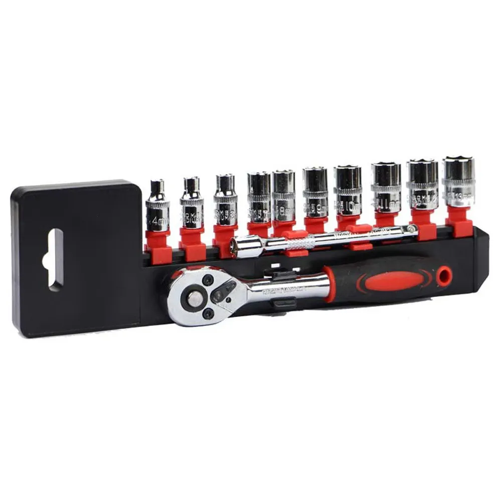 

12pcs Crv quick release reversible ratchet socket wrench set tools with hanging rack 1/4" 3/8" 1/2" drive sockets set