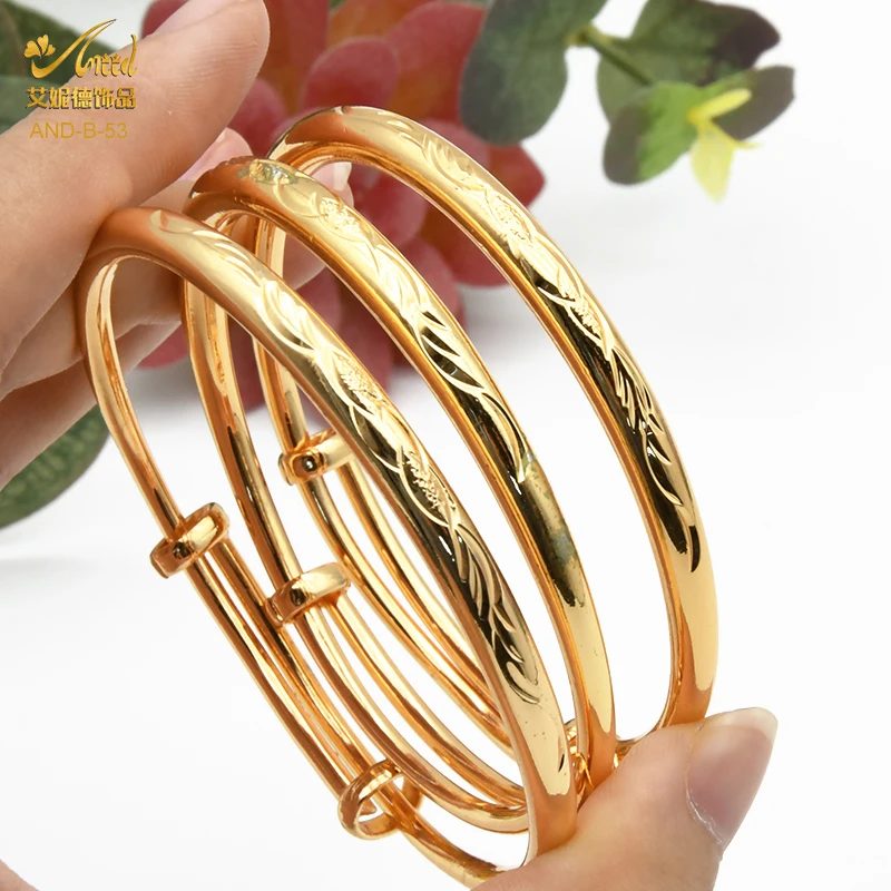 Купи Luxury Brand Bracelet For Women 24K Gold Color Bangle Expandable Stable Wholesale Designer Copper Indian Jewelry Bangles Wedding за 400 рублей в магазине AliExpress