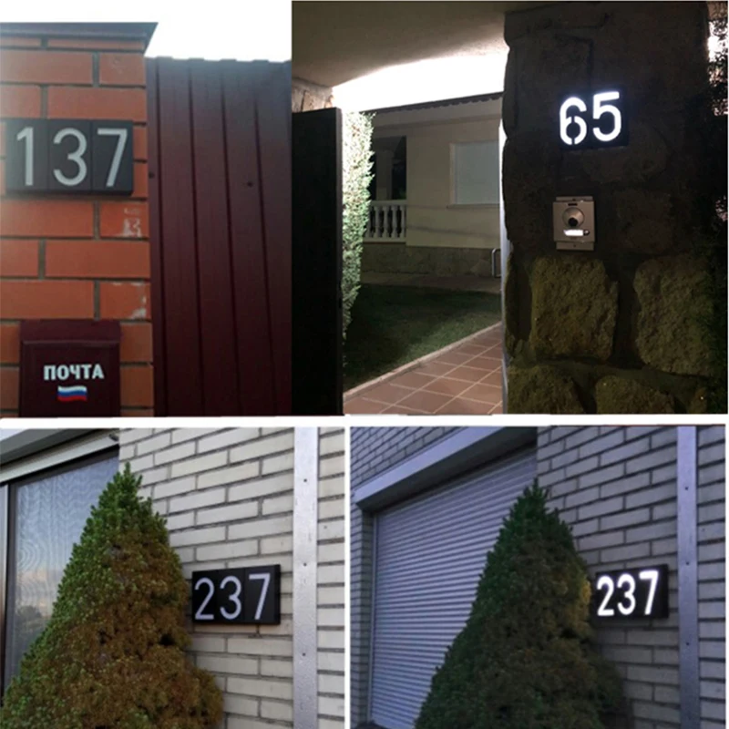 

Solar House Number Sign plate Light LED Door Numbers Board Address Sign Wall Mount Lamp for Home Yard Outdoor Security Fixture