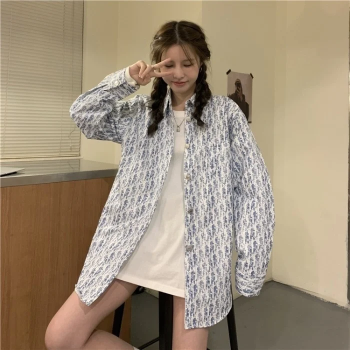 

Real Shot Polyester Fiber New Autumn Shirt Women's Early Autumn