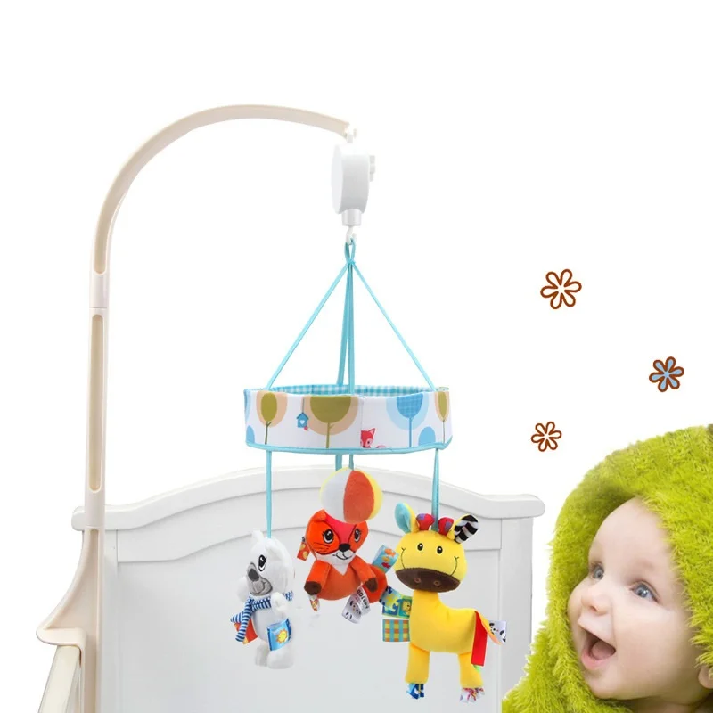 

Мобиль для детской кроватки с погремушками, вращающийся держатель для игрушек, Музыкальная шкатулка с животными, подвесной кронштейн для к...