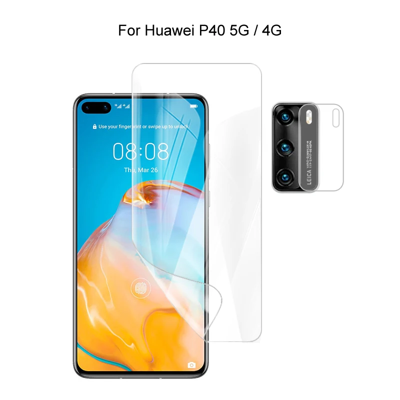 

Для Huawei P40 5G / 4G защита для камеры и защита экрана HD Гидрогелевая пленка мягкая 3D полное покрытие изогнутая защита