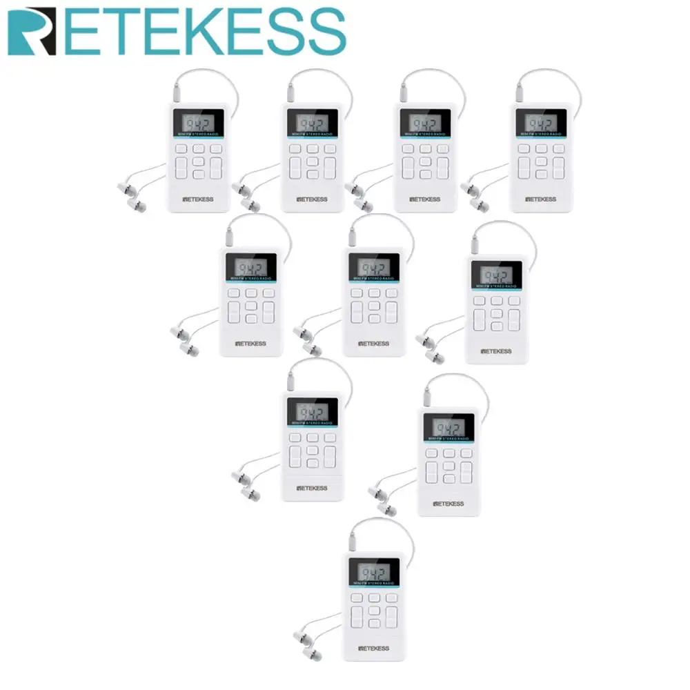 Портативный fm радио карманный радиоприемник Retekess 10 шт. TR612 с 3 5 мм наушниками для