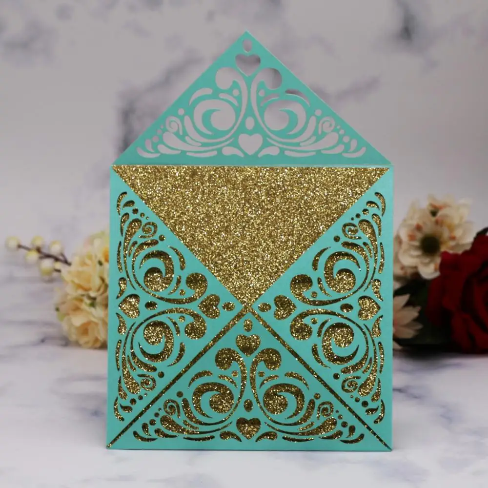 

40pcs/lot Laser Cut Wedding Invitations Card Four-Folded Wedding Cards Birthday Card Banquet Party Supplies