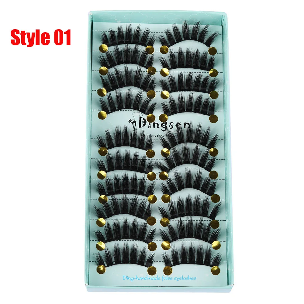 Style 01 10 пар 3D Мягкие искусственные норковые накладные ресницы натуральные грязные ресницы перекрещивающиеся пушистые ресницы инструменты для макияжа глаз - Цвет: Style 01