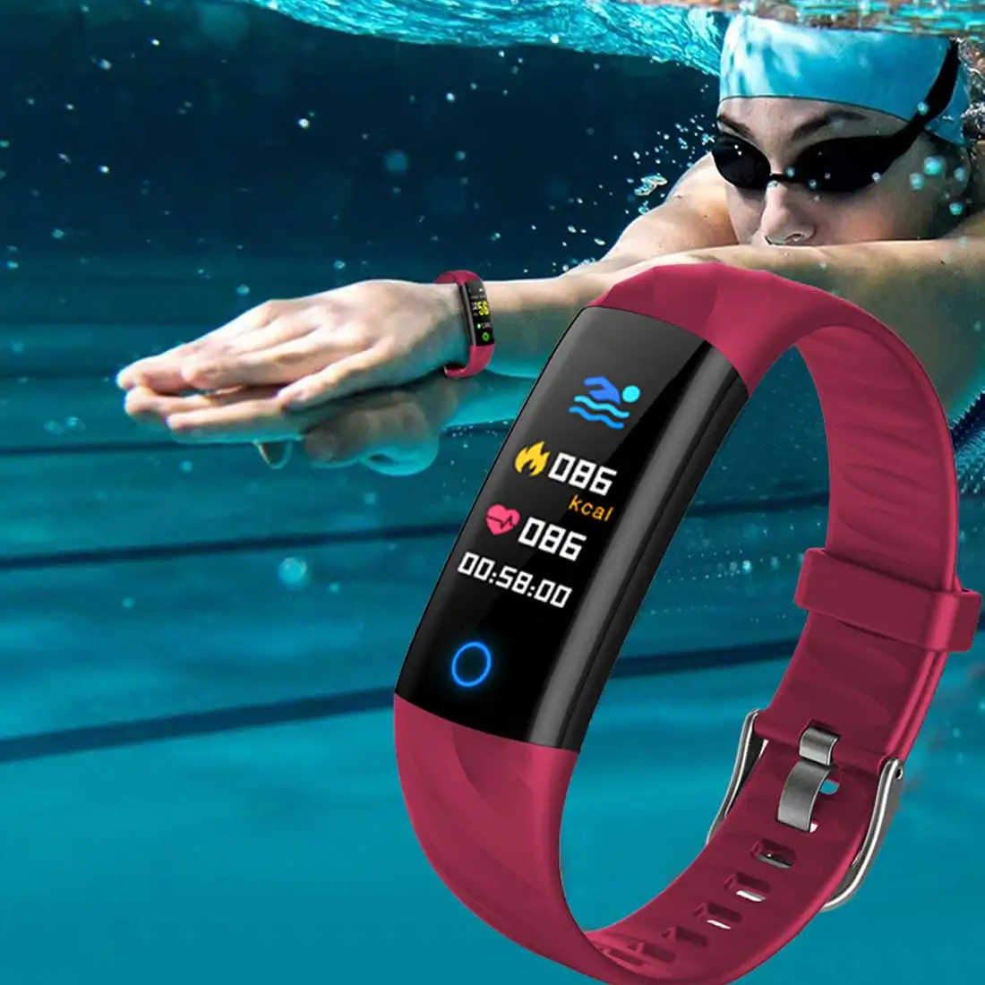 

Hot Smart Bracelet Suitable for Android iOS mobile, with Heart Rate Monitor IP68 Swimming Waterproof Smart Fitness Bracelet