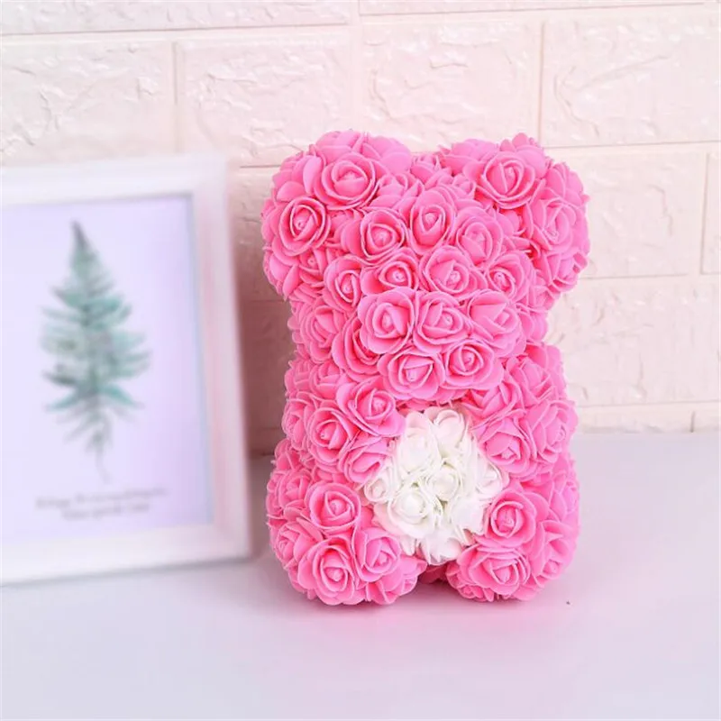 Pink Искусственные цветы 25 см Роза медведь девушка Юбилей Рождество День Святого Валентина подарок на день рождения для свадебной вечеринки - Цвет: Pink