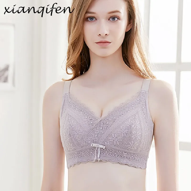 

Xianqifen thin minimizer sexy lingerie bras for women lace bralette crop top bh BCDE cup 36 38 40 plus size push up brassiere