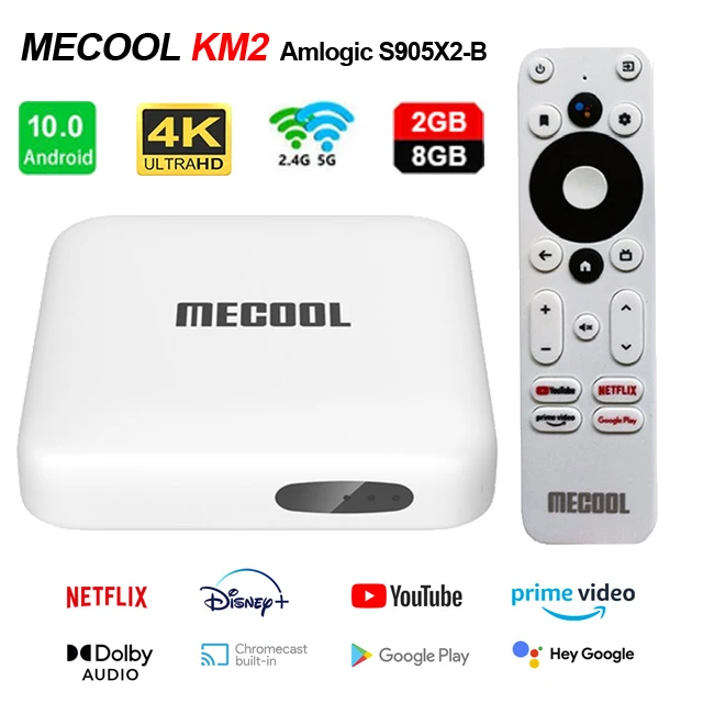 Приставка Смарт-ТВ Mecool KM2 Android 10 2 + 8 Гб Wi-Fi Netflix | Электроника