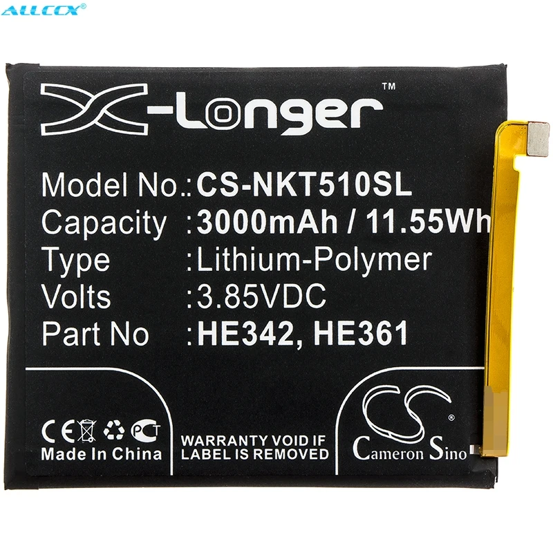 Аккумулятор Cameron Sino HE342 HE361 3000 мАч для Nokia 5 1 Plus 6 X5. TA 1109 X6 2018|Аккумуляторы мобильных