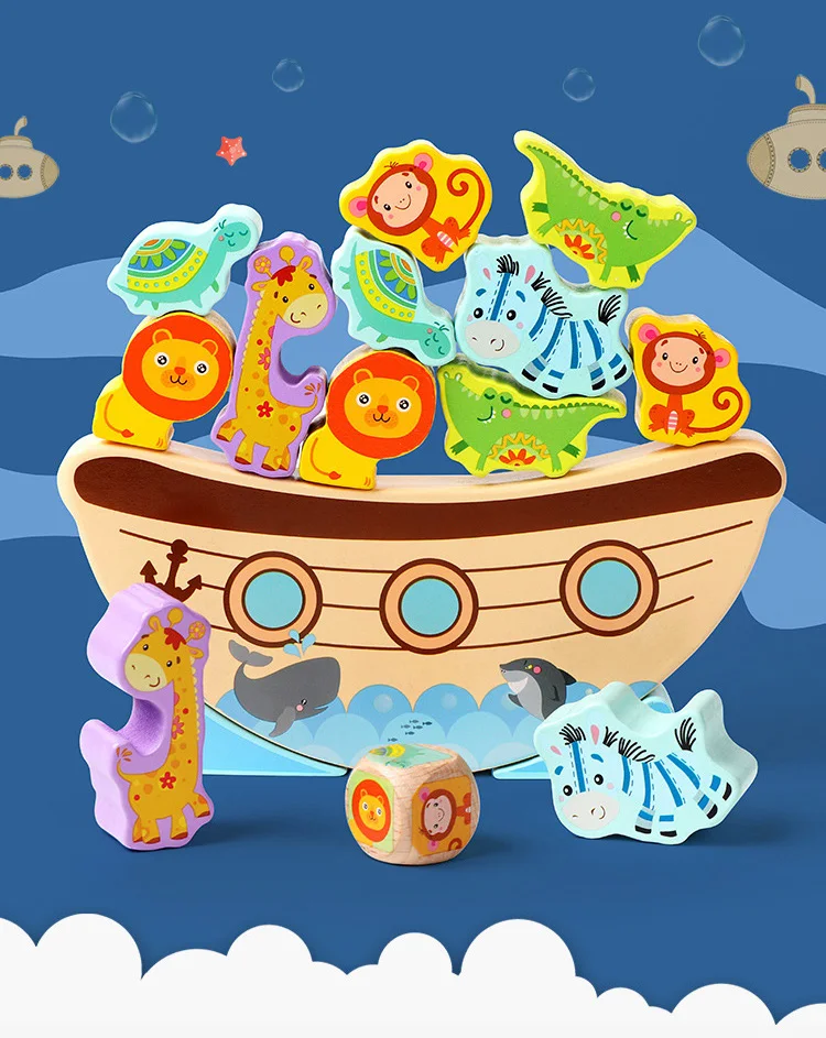 Для раннего развития деревянное игрушечное животное Noah's Ark Boat Balance Fold High Kid настольная игра День рождения Рождественский подарок