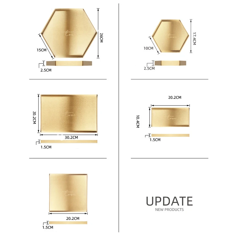 

Nordic Golden Geometric Stainless Steel Tray Dressing Table Jewelry Makeup Organizer Decor Ornaments Kitchen Accessories