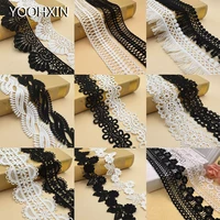 fashion white black cotton embroidery lace fabric trim craft wide ribbon diy sewing collar guipure applique wedding decor
