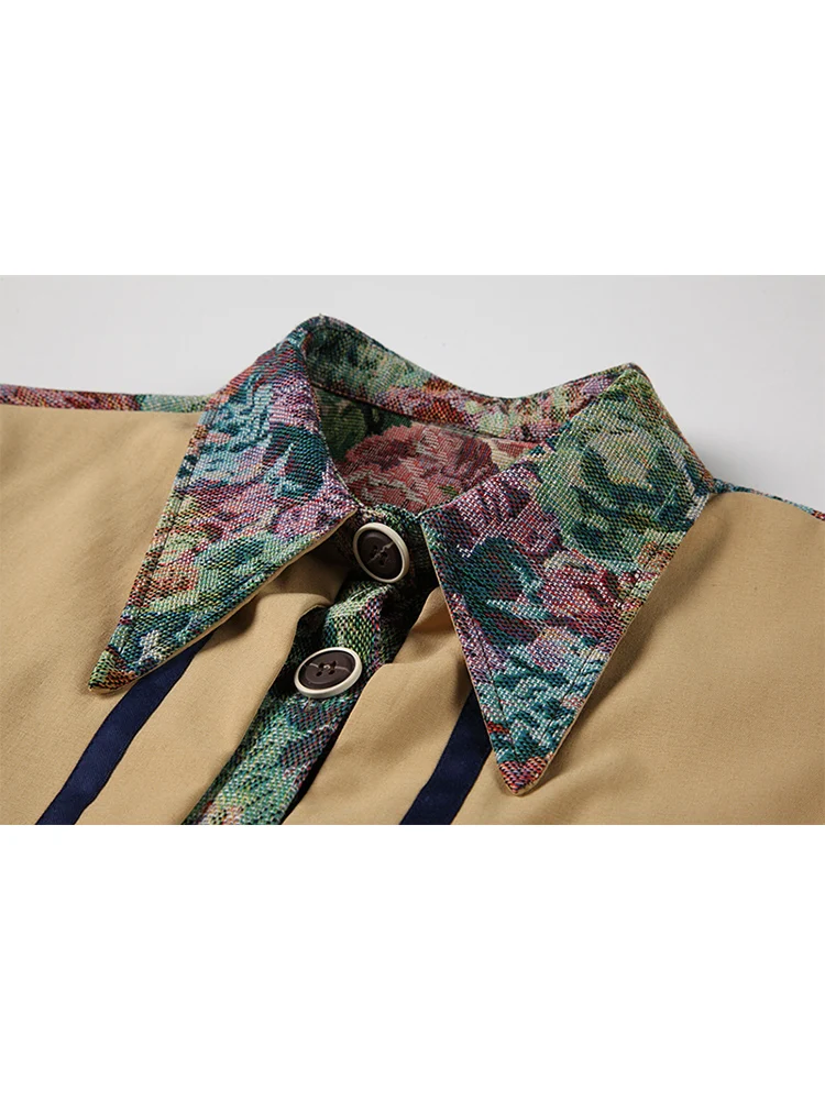 Женская винтажная блузка в стиле пэчворк с цветочным принтом и длинным рукавом