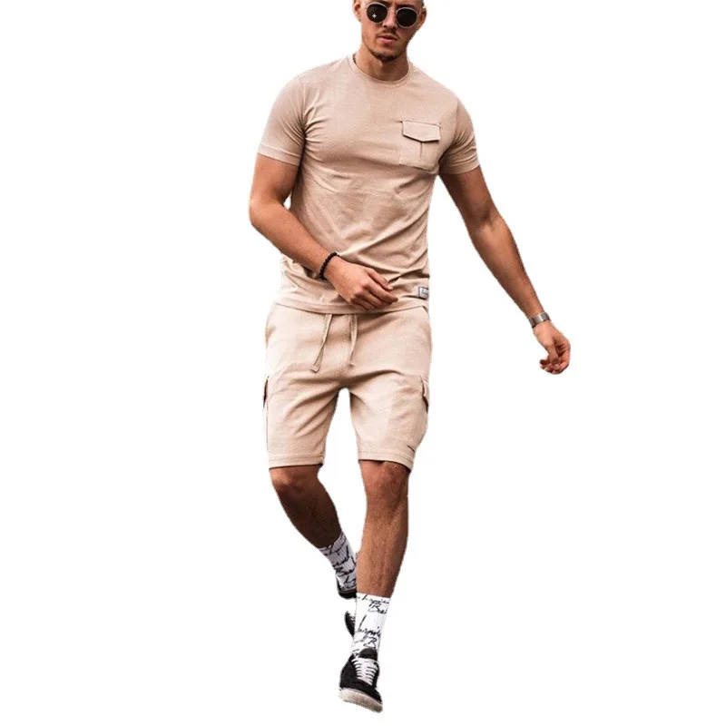 

Men Outfit Set 2021 Summer Men's Clothing European American Short-sleeved Shorts Casual T-shirt Suit Two-piece Trend