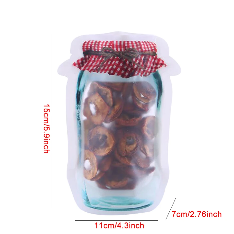 Прозрачные герметичные пакеты для хранения пищевых продуктов 5 шт. в форме банок