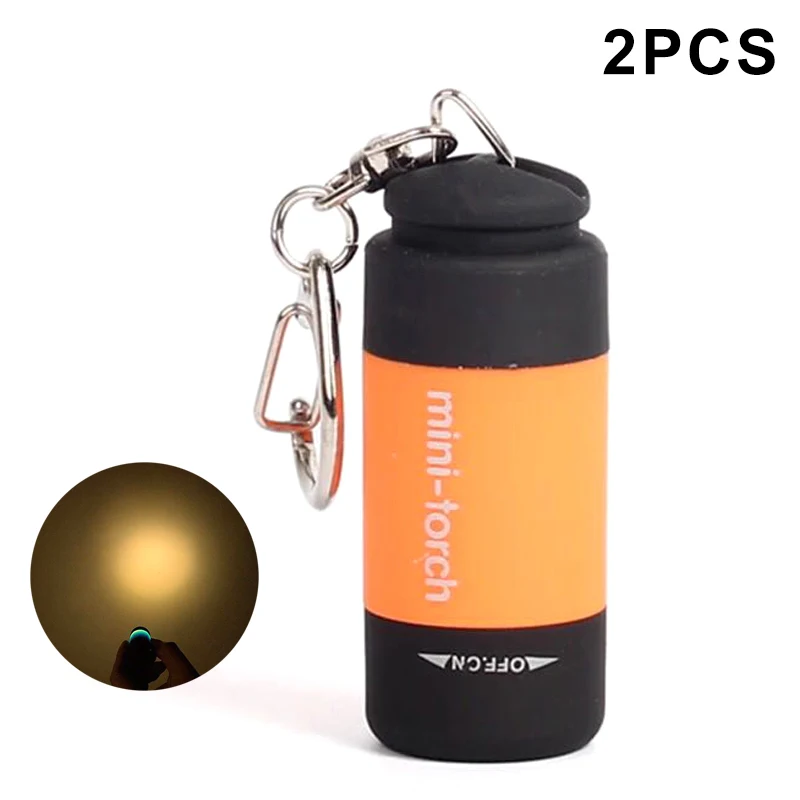 

2021 2pcs Mini LED Light USB Rechargeable Flashlight Lamp Waterproof Keychain Torch Key Ring JU8