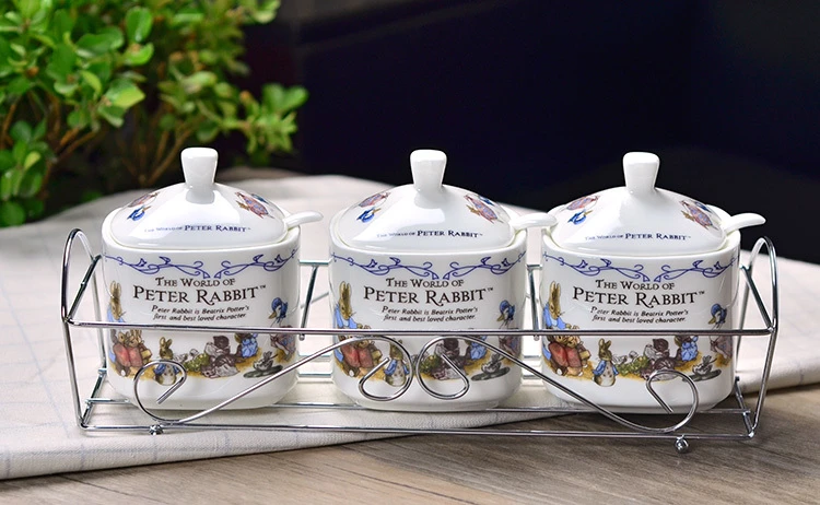 Peter Rabbit Export Order Best Quality Sugar Bowl Kitchen Tools Salt Spice Tin Spices Container Honey Jar Suikerpot Zuccheriera