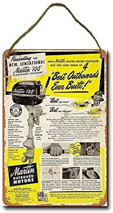 

Metal Sign 8 x 12 inch Martin Outboard Boat Motors Wall Decor Hanging Sign
