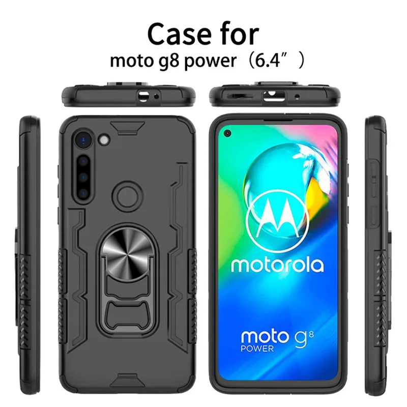 Магнитный чехол для Motorola Moto G8 Power автомобильный держатель с кольцом подставкой