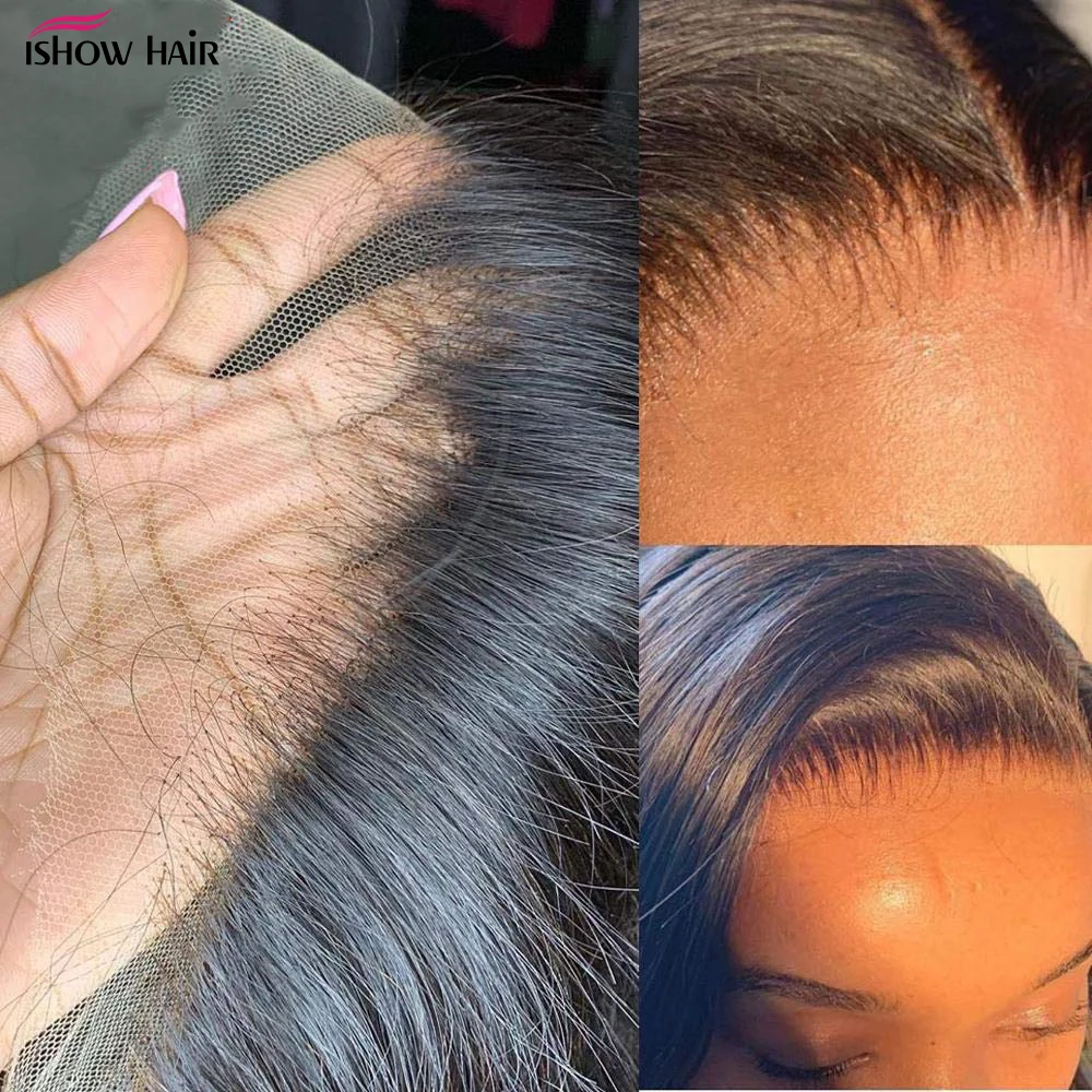 

Ishow 13X6 HD Transparent Lace Frontal Wig 30 Inch Bone Straight Lace Front Wig Brazilian Long Human Hair Wigs for Black Women