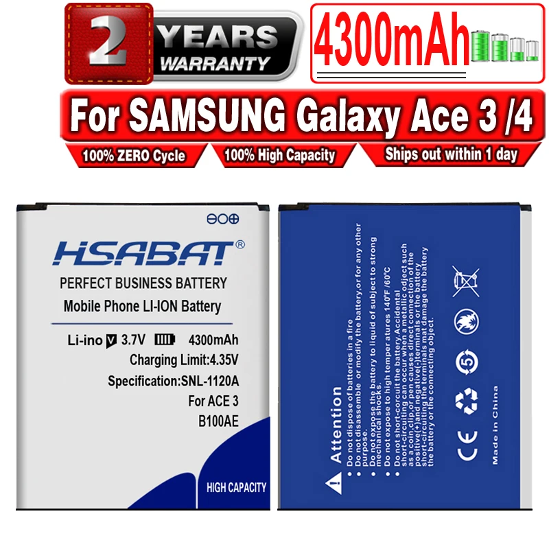 Аккумулятор HSABAT B100AE 4300 мАч для SAMSUNG Galaxy Ace 3 4 S7898 S7278 S7272 S7568i i679 S7270 S7262 i699i G313H