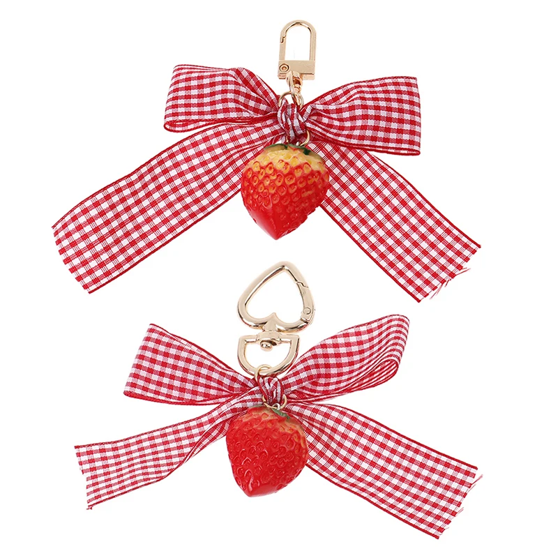 1 шт. брелок для ключей с клубничным красным сердцем женщин и девушек ювелирные