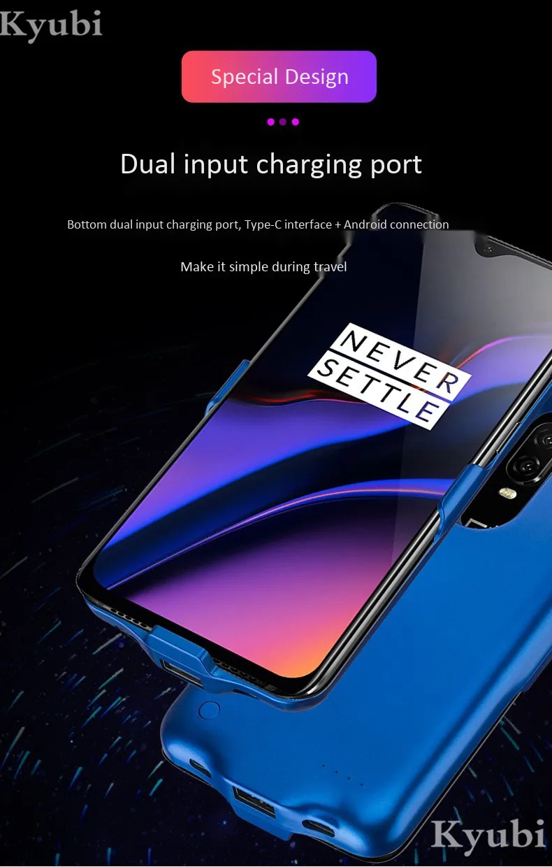 6500 мАч Зарядное устройство высокой мощности чехол для One Plus 6 6T 7 внешний портативный беспроводной зарядный чехол для Oneplus 6 6T 7 роскошный