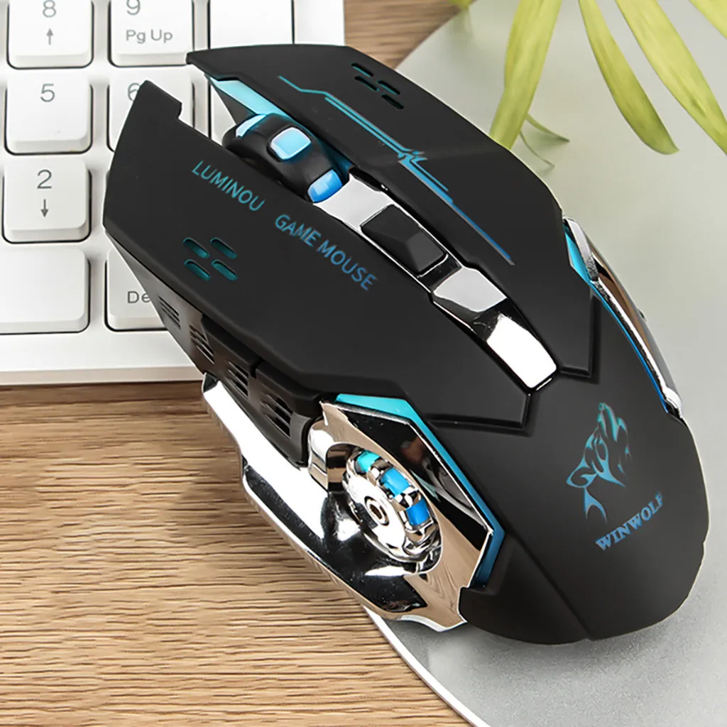 Rechargeable 2.4Ghz Wireless Mouse Silent Illuminated Mechanical Mouse USB Gaming Mouses 2400dpi 7 Colors Raton Inalambrico