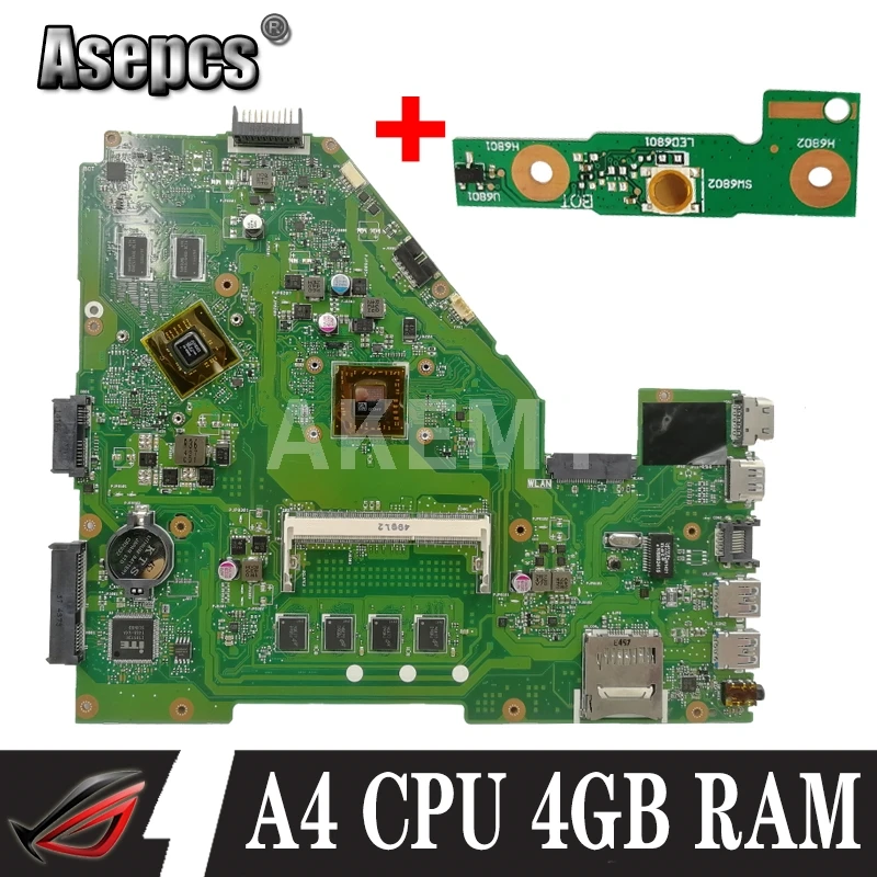 

AKEMY X550EP Laptop motherboard For Asus X550E X550EP X550E D552E X552E original mainboard A4 CPU 4GB RAM