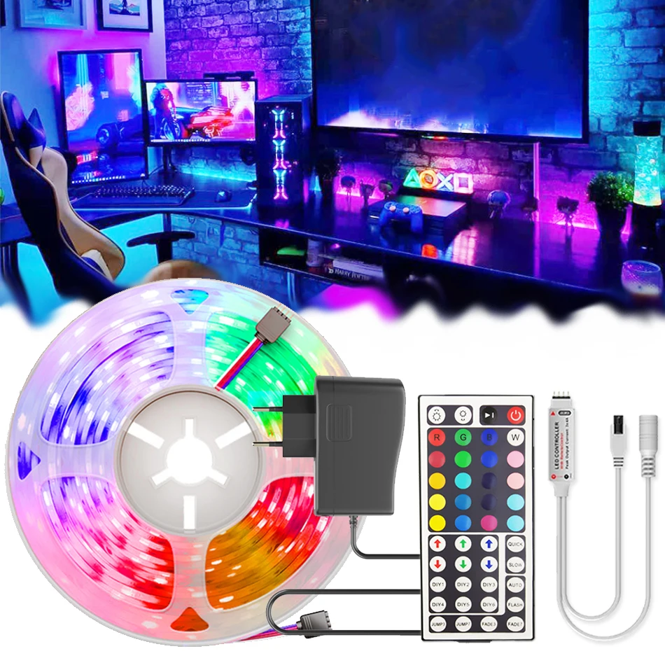

RGB LED Strip Lights 5050 Flexible Ribbon LED Light Strips 2835 DC12V 5M 10M 20M 30M Holiday lighting Tape Remote Full Kit