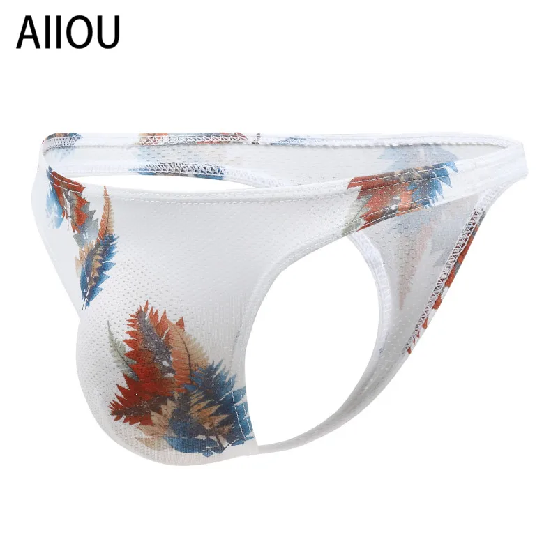 AIIOU Для мужчин нижнее белье T Back стринги трусы сексуальные дышащие трусики танга с