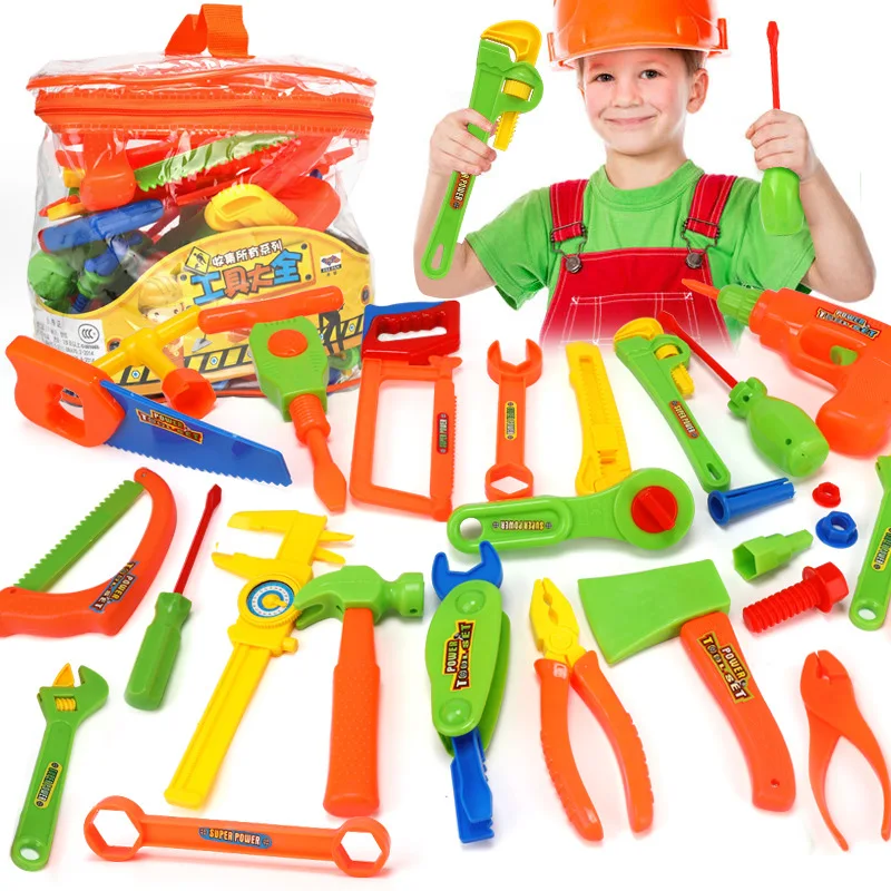 34 шт./компл. искусственные Детские Инструменты для ремонта, муляж игры, экологичный пластиковый инструмент для технического обслуживания, и... от AliExpress WW