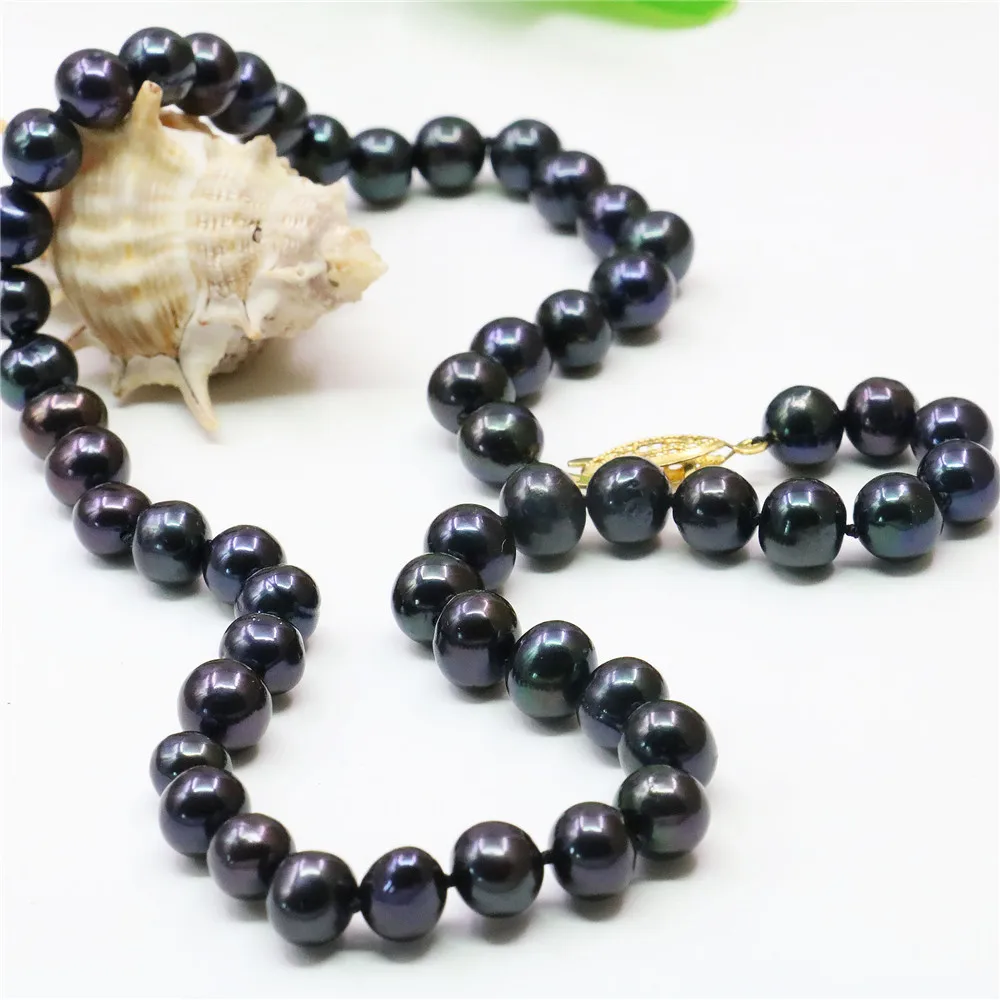 Черное Ожерелье Akoya с искусственным жемчугом 8-9 мм ювелирные изделия из