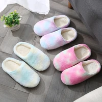 women home slippers with faux fur flats heel winter shoes keep warm shoes for woman rainbow basic plus size comfortable shoe