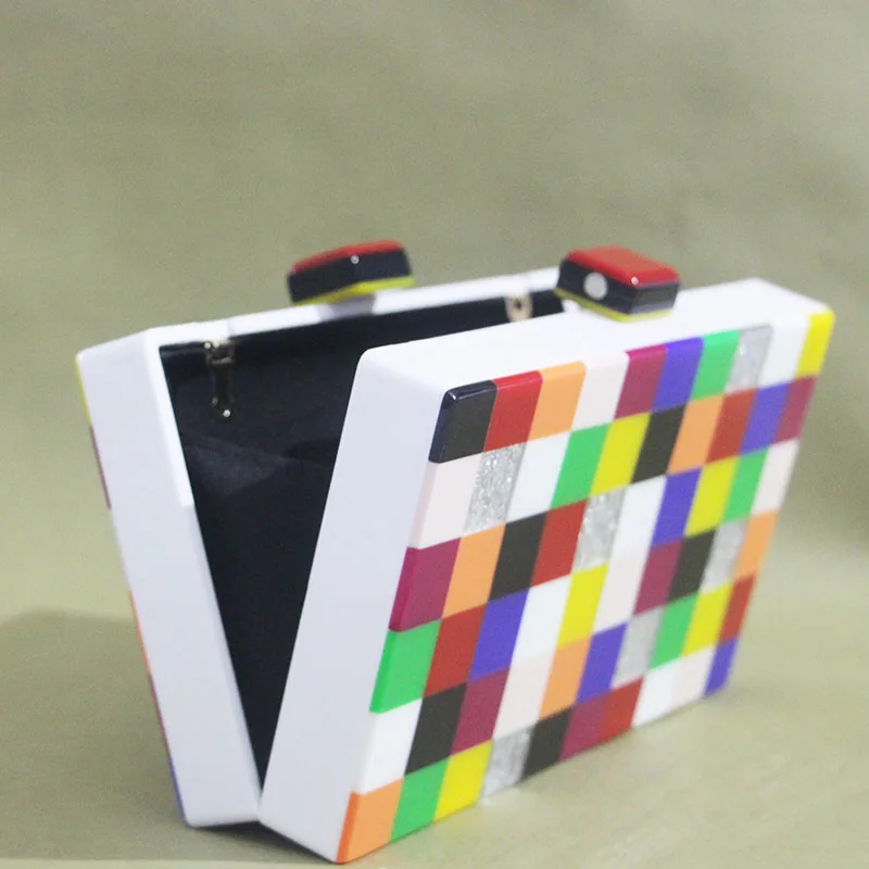Красочные маленькие квадраты стильная акриловая коробка клатчи кошелек женский