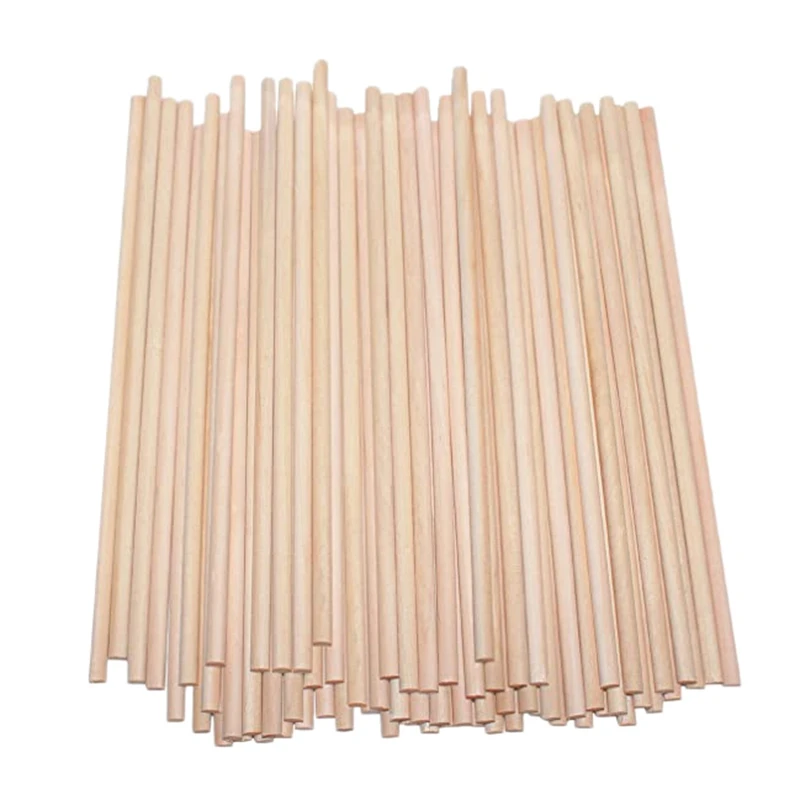 

200 Round Natural Wood Sticks - Children'S Crafts for Creative Crafts and Decorations