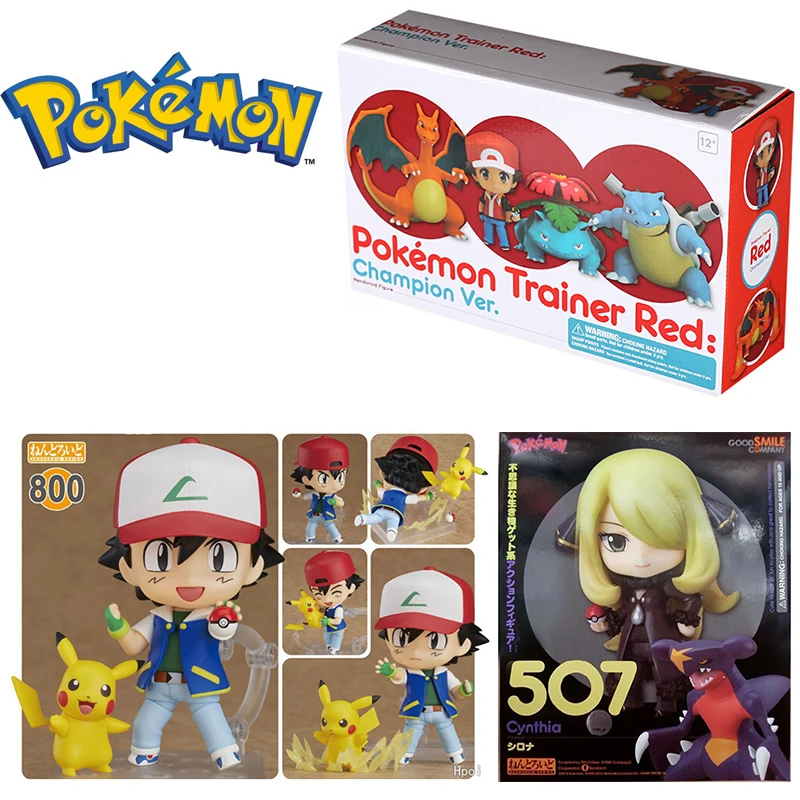 Pokemon Nendoroid 800 612 507 537 Satoshi &amp Pikachu pokemones тренажер красные Оригинальные фигурки модели