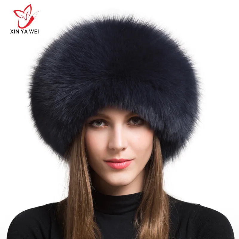 Женская шапка из 100% натурального Лисьего меха плотная меховая зимняя теплая