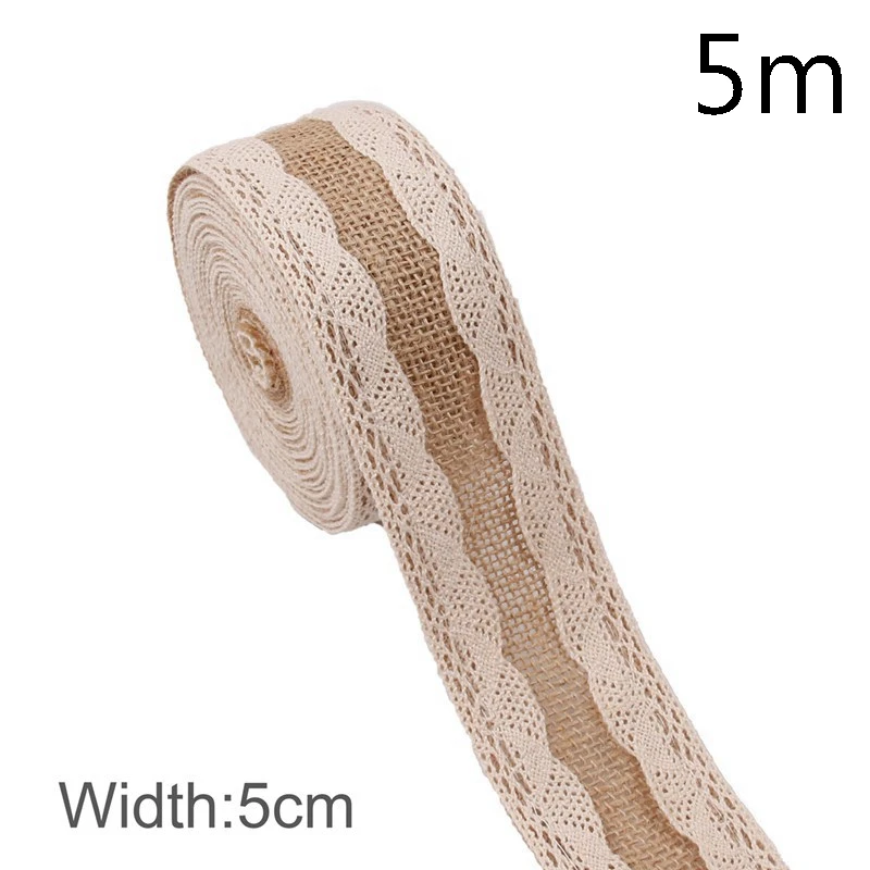 5m Style 17 QIFU 2/5M из натурального джута ленты в декорированном мешковиной горшке джутовое кружево декорированном мешковиной горшке ленты из натурального джута Свадебные украшения рустикальная Свадьба Центральные рустикальная свадьба - Цвет: 5m Style 17