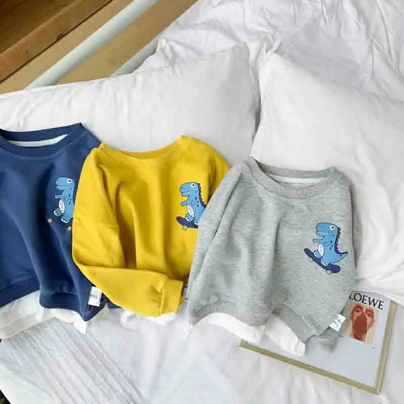 

Children Clothing 2020 Autumn Winter New Middle Small Kids Casual Suit Boys Dinosaur Long-sleeve Fake Two-piece Baby Boy Clothes