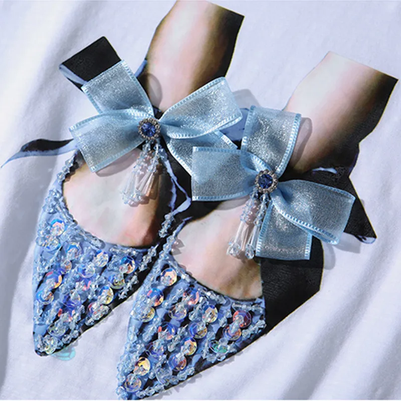 

Summer Two Piece Jean Set Women 2021 Sequin Shoes Print Short Sleeve T-shirt High-waist Denim Pant Fashion 2 Pieces Outfits