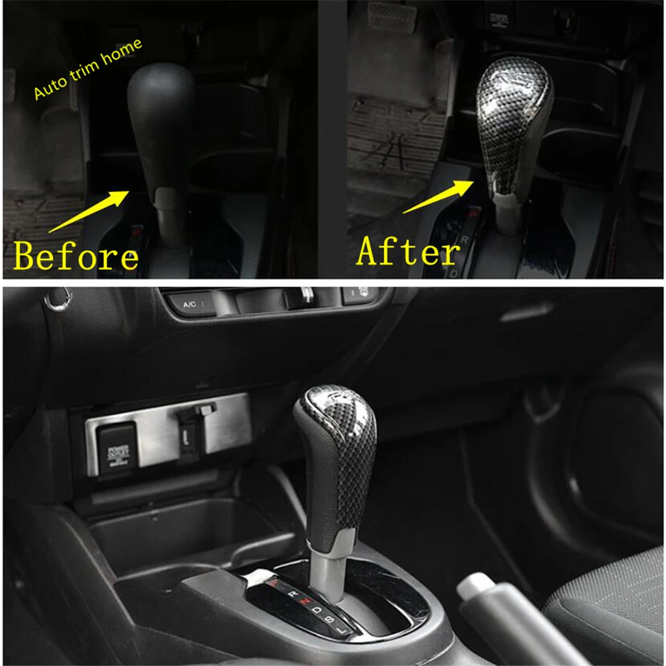 Lapetus Gear Shift Head Knob Handball Cover Trim Fit For Honda FIT JAZZ 2014 - 2019 Auto Accessories ABS Carbon Fiber Look | Автомобили и