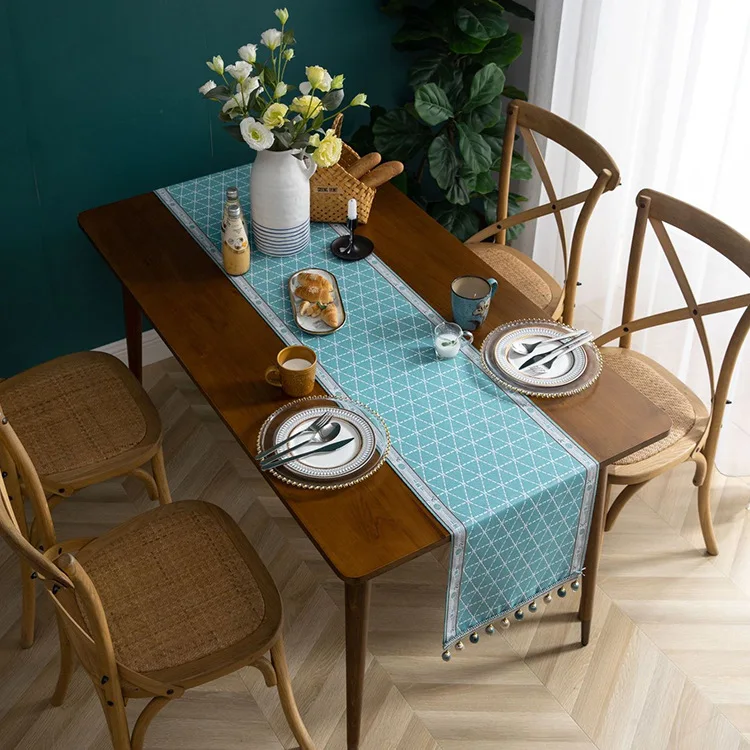 

New Nordic fresh diamond pattern table runner jacquard tea flag table mat coffee table cover cloth