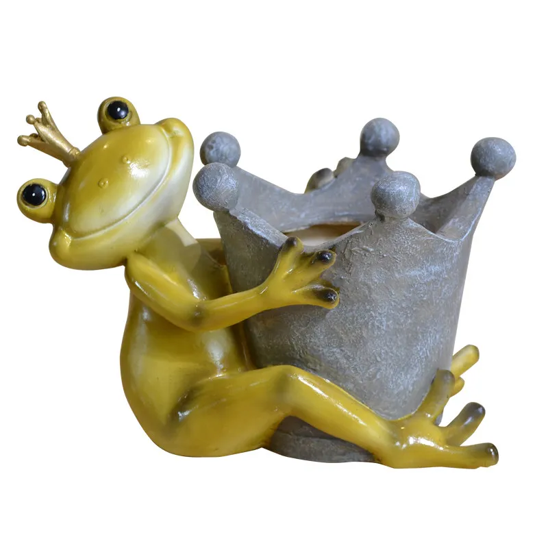 Уличная полимерная ваза-лягушка с животными + искусственный цветочный горшок