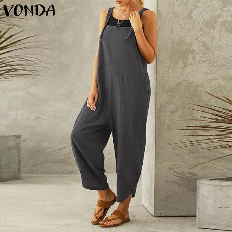 

2021 Fashion Ladies Solid Color Vintage Comfortable Loose Casual Cropped Overalls All-match Soft Trousers