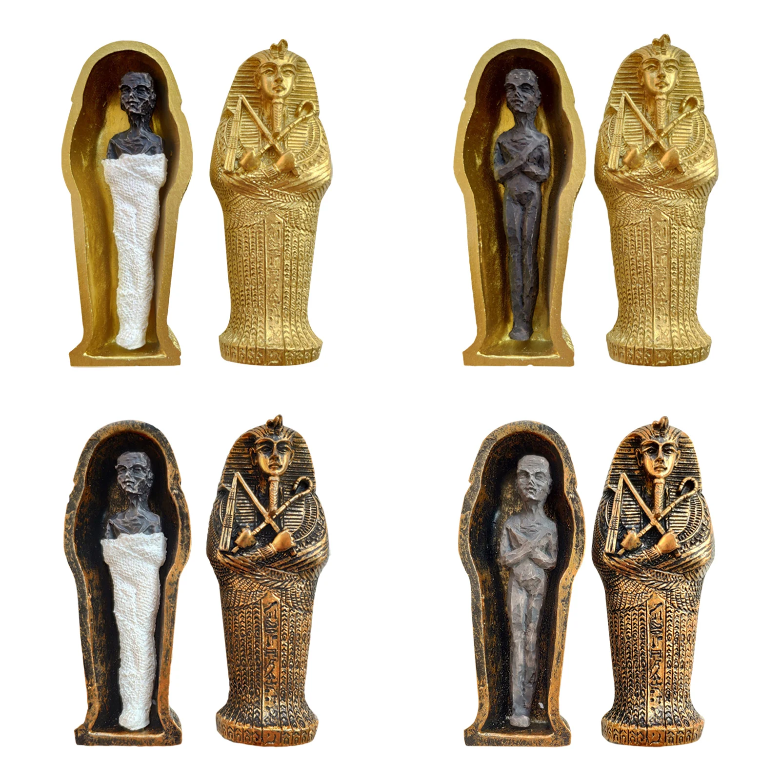 

Ancient Mummy Sculpture Figure Egyptian Pharaoh Queen Mummy Mummy Coffin Khufu Pyramid Sacrificial Spell Resin Ornament Statue
