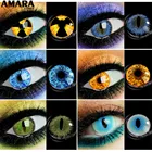 Цветные контактные линзы AMARA для глаз 2 шт. Аниме Косплей цветные линзы ed синие фиолетовые линзы для Хэллоуина контактные линзы Красота Макияж
