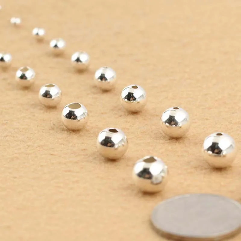 Маленькое отверстие подлинное Настоящее чистое твердое серебряные бусины 925