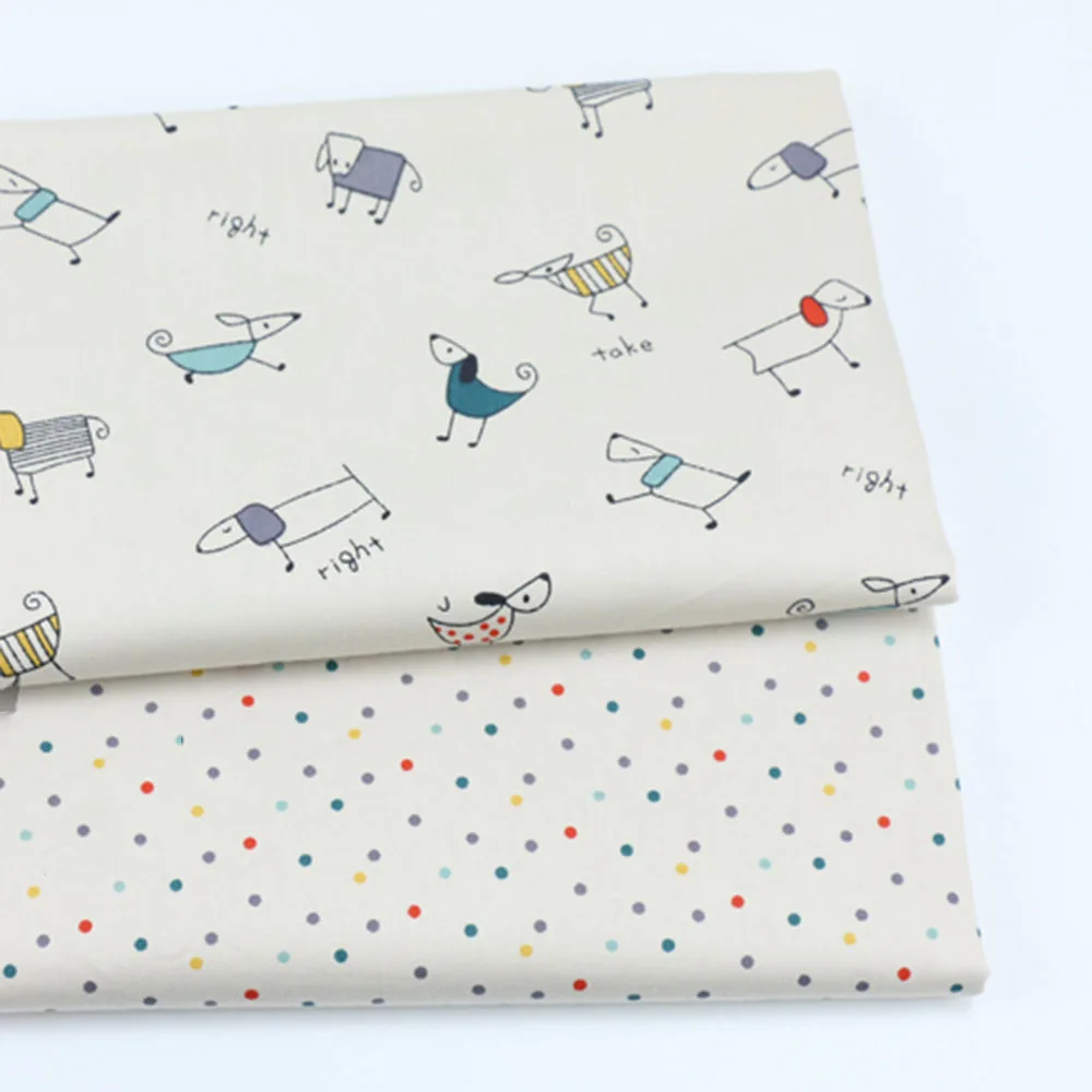 Детская 100% хлопковая ткань с принтом собаки цветная рисунком в горошек простыня